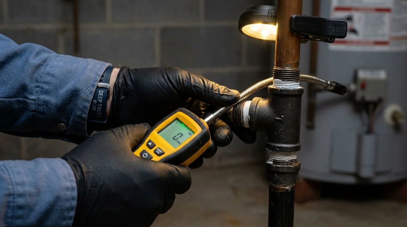 Gas leak detection with electronic sniffer by Johns Plumbing LLC in Lenox